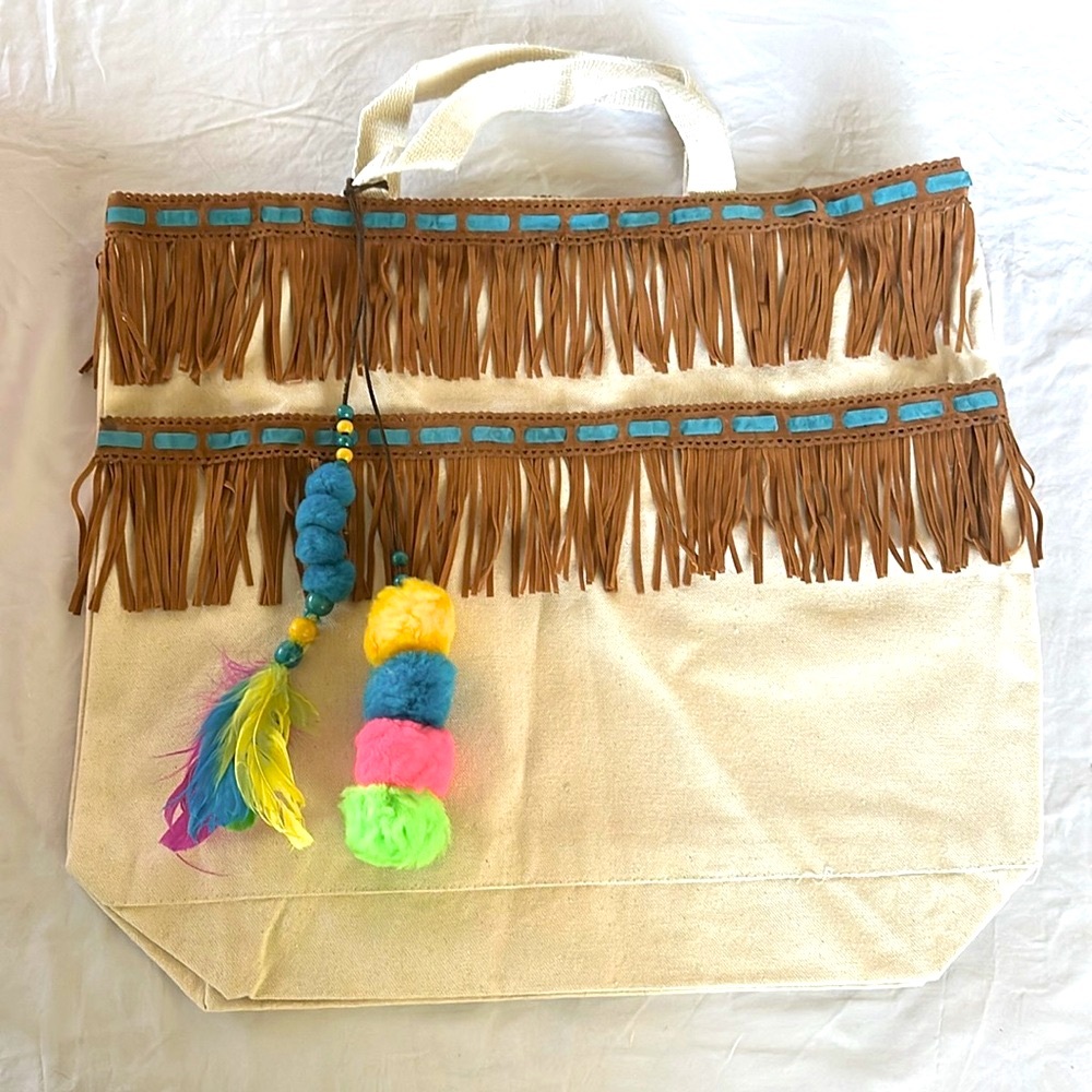 Handmade large Boho travel tote